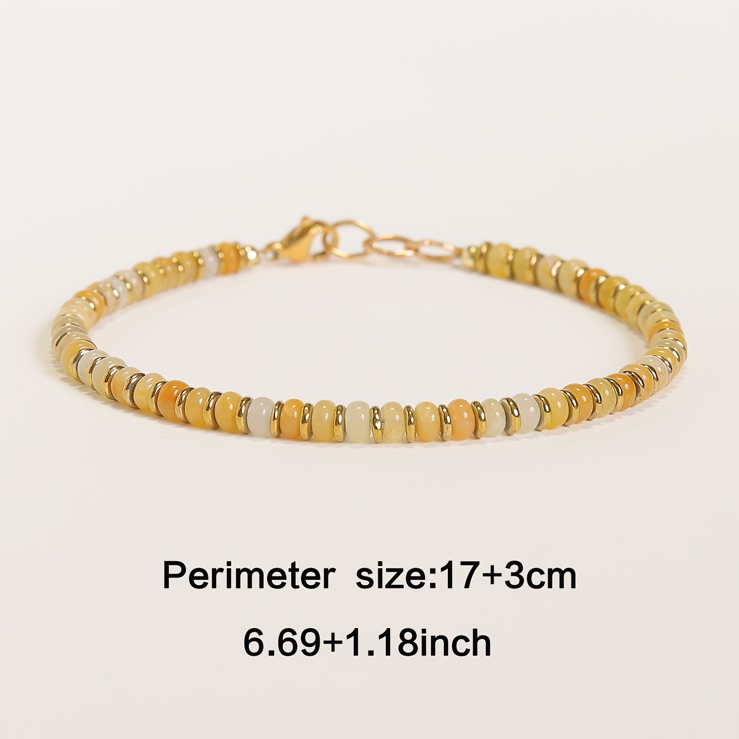 Yellow Agate & Tiger Eye Beaded Bracelet with Golden Spacers